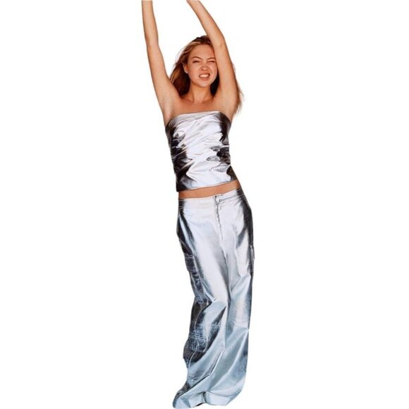 - ZARA METALLIC POPLIN TOP SILVER SIZE M | 4661/020 - Picture 2 of 10